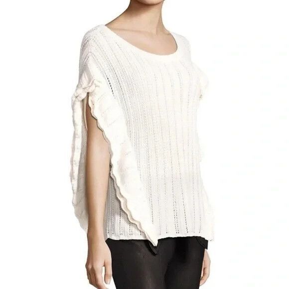 Gorgeous IRO "Dafgan" Cream Ruffle Sleeve Alpaca/Wool Blend Open Knit Sweater XS - Picture 6 of 11